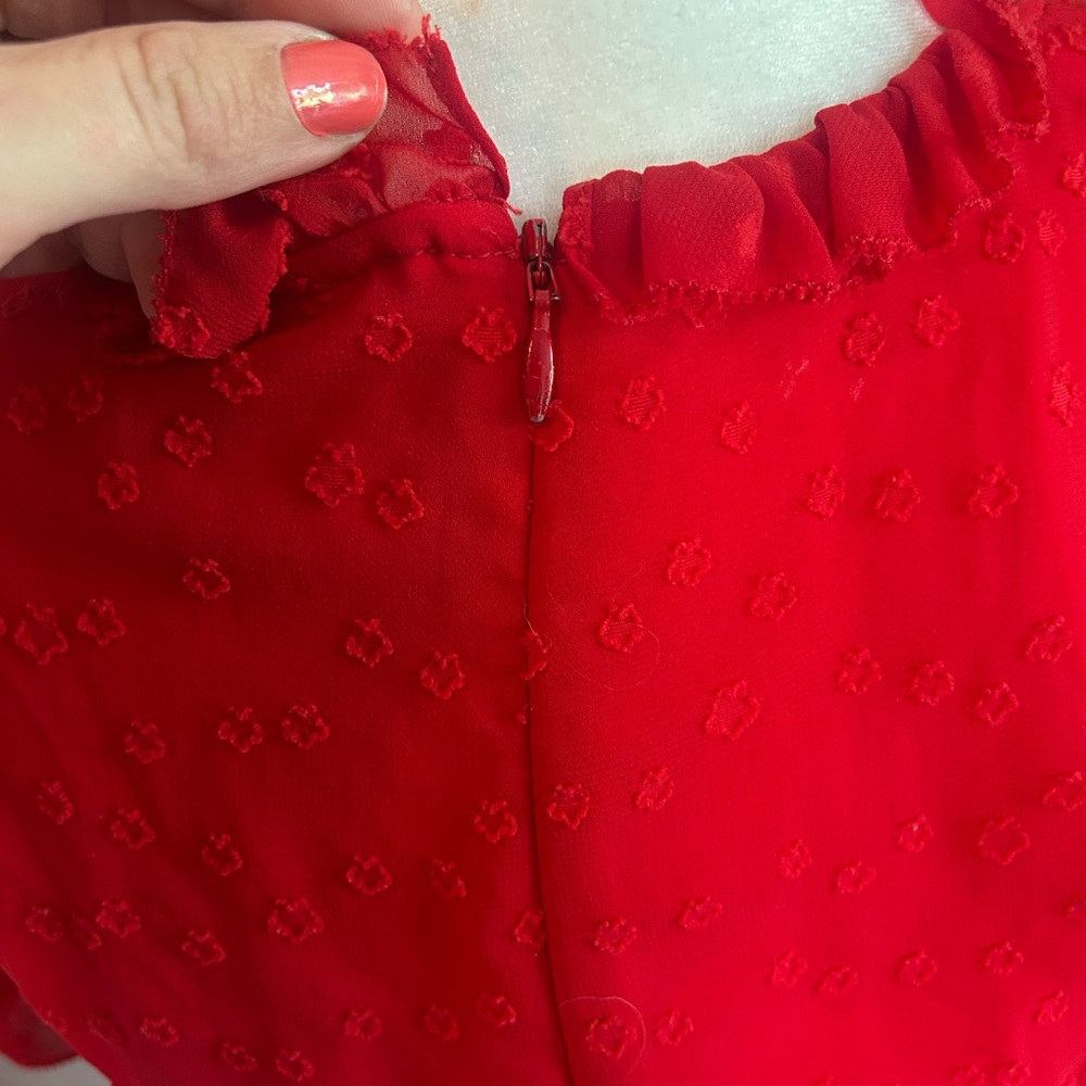 Monique Lhuillier Red High Neck Mini Dress - Picture 12 of 12